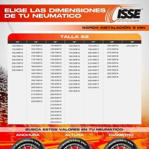 Łańcuchy śniegowe tekstylne isse classic rozmiar 62 en16662-1-2020 onorm 5121- 2021 2 szt. 2