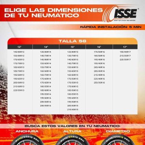 Łańcuchy śniegowe tekstylne isse super rozmiar 58 en16662-1-2020 onorm 5121- 2021 2 szt. 2