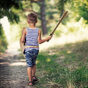 Drewniany Miecz Czerwony Rekwizyt Dla Rycerza 73 cm 7