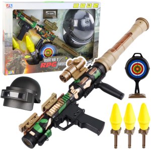 Zestaw Wojskowy Militarny Bazooka RPG Hełm Tracza Piankowe Pociski 1