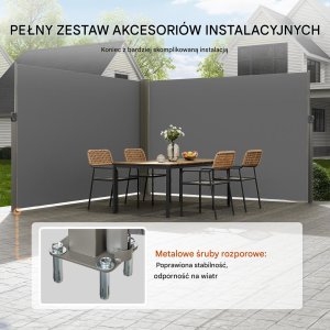 Vevor Markiza boczna parawan osłona na taras roleta przeciwsłoneczna 200 x 600 cm 3