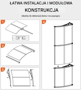 Daszek nad drzwi zadaszenie poliwęglan brązowy 96.5 x 198.7 cm 2