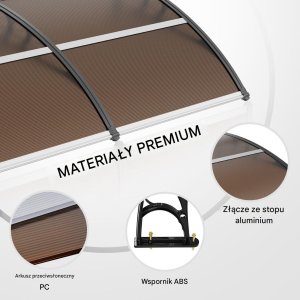 Daszek nad drzwi zadaszenie poliwęglan brązowy 96.5 x 198.7 cm 5