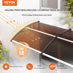 Daszek nad drzwi zadaszenie poliwęglan brązowy 96.5 x 198.7 cm 7