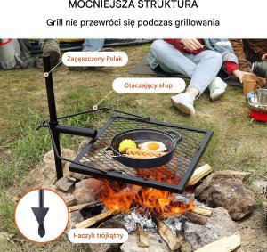 Palenisko grill ruszt ogniskowy ogrodowy wiszący kwadratowy przenośny+torba 3