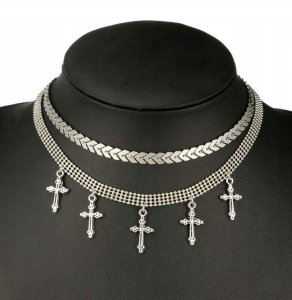 NASZYJNIK CHOKER CELEBRYTKA DŁUGA BOHO SREBRNY 42 2