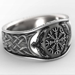 PIERŚCIEŃ Nordycki WIKINGA Aegishjalmur Amulet 152 1