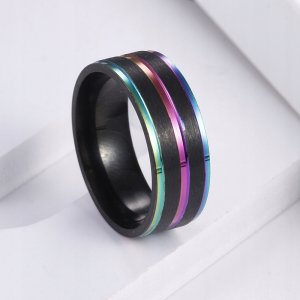 Obrączka PIERŚCIEŃ Sygnet TĘCZOWY LGBT STAL 162 4