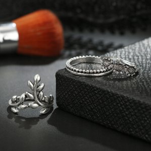 ITIMPORT Srebrny ZESTAW PIERŚCIONKÓW RETRO PUNK BOHO 75 4