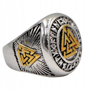 PIERŚCIEŃ SYGNET VALKNUT WIKING Nordycki Runy 502 1