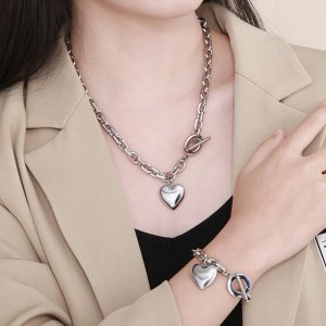 NASZYJNIK ZŁOTY Piękny SERCE KLUCZYK Łańcuszek MODNY Elegancja i Szyk 45 cm 4