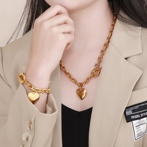 NASZYJNIK ZŁOTY Piękny SERCE KLUCZYK Łańcuszek MODNY Elegancja i Szyk 45 cm 5