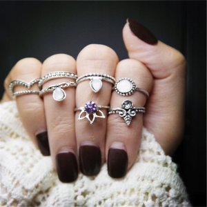 Złoty ZESTAW PIERŚCIONKÓW RETRO PUNK BOHO 97 2