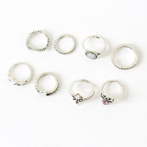 Złoty ZESTAW PIERŚCIONKÓW RETRO PUNK BOHO 97 4