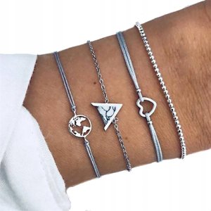 ZESTAW BRANSOLETEK BOHO RETRO PUNK Charms 58 1