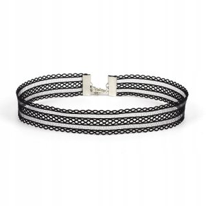 CHOKER Koronkowy Haft Czarny NASZYJNIK Gothic CH09 1