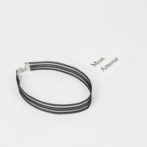 CHOKER Koronkowy Haft Czarny NASZYJNIK Gothic CH09 4