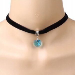 ITIMPORT CHOKER KLASYCZNY NASZYJNIK z Kryształem SERCE WISIOREK Gotycki ZŁOTY ŻÓŁTY 6