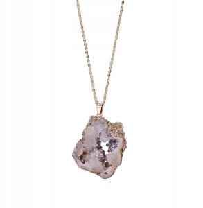 NASZYJNIK Naturalny GEODA Kryształ MINERAŁY Amulet 2.5-3.5 cm RÓŻOWY 1