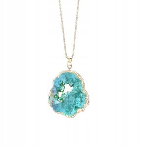 NASZYJNIK Naturalny GEODA Kryształ MINERAŁY Amulet 2.5-3.5 cm ZIELONY 1