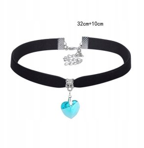 ITIMPORT CHOKER KLASYCZNY NASZYJNIK z Kryształem SERCE WISIOREK Gotycki CZARNY 5