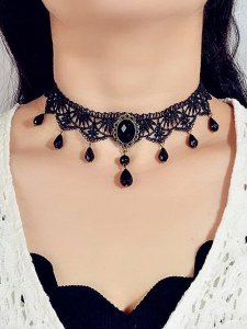 .CHOKER Koronkowy Haft Czarny NASZYJNIK Elegancki 4