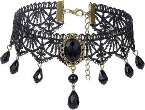.CHOKER Koronkowy Haft Czarny NASZYJNIK Elegancki 5