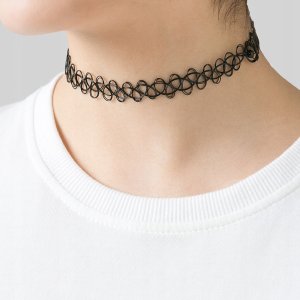 .CHOKER Koronkowy Haft Czarny NASZYJNIK Elegancki 7