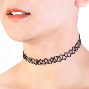 .CHOKER Koronkowy Haft Czarny NASZYJNIK Elegancki 10