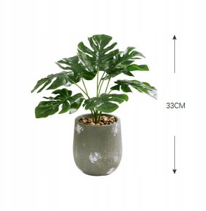 ITIMPORT SZTUCZNA Roślina W DONICZCE REALISTYCZNA 33cm MONSTERA DELICIOSA Piękna 5