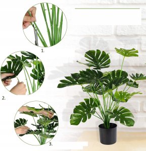 ITIMPORT SZTUCZNA Roślina MONSTERA DELICIOSA 50-75 cm DUŻA Ozdoba REALISTYCZNA XL 2