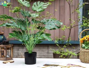 ITIMPORT SZTUCZNA Roślina MONSTERA DELICIOSA 50-75 cm DUŻA Ozdoba REALISTYCZNA XL 4