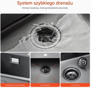 Zlew gastronomiczny basen zlewozmywak gospodarczy 40 x 45 cm czarny 4