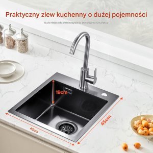 Zlew gastronomiczny basen zlewozmywak gospodarczy 40 x 45 cm czarny 7