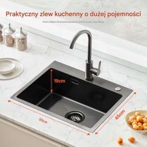 Zlew gastronomiczny basen zlewozmywak gospodarczy 55 x 45 cm czarny 7