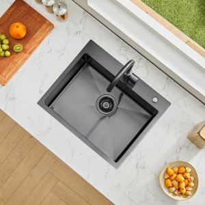 Zlew gastronomiczny basen zlewozmywak gospodarczy 68 x 45 cm czarny 3