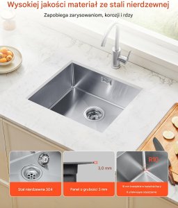 Zlew gastronomiczny basen zlewozmywak gospodarczy 50 x 43 cm stal 2