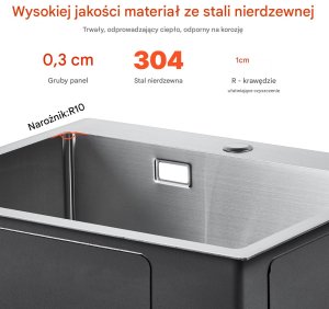 Zlew gastronomiczny basen zlewozmywak gospodarczy 40 x 45 cm stal 2
