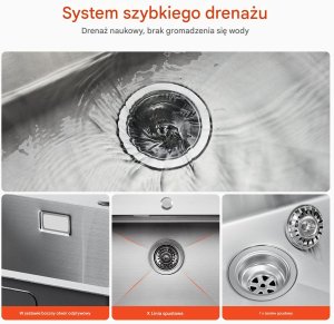 Zlew gastronomiczny basen zlewozmywak gospodarczy 70 x 43 cm stal 4