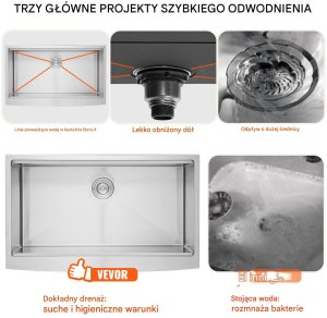 Zlewozmywak kuchenny Zlew gastronomiczny deska kosz sitko 76.2x55.8 cm 4