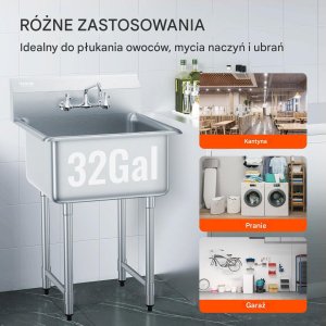 Zlew gastronomiczny basen zlewozmywak gospodarczy 61x61 cm 5