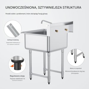 Zlew gastronomiczny basen zlewozmywak gospodarczy 45.7x45.7 cm 3