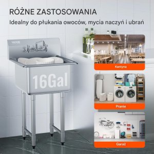 Zlew gastronomiczny basen zlewozmywak gospodarczy 45.7x45.7 cm 5