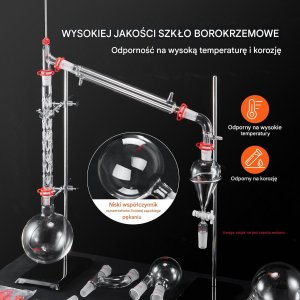 Zestaw szkła laboratoryjnego do destylacji 1000 ml 4 kolby 2