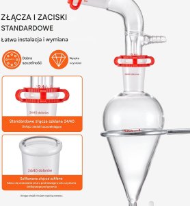Zestaw szkła laboratoryjnego do destylacji 1000 ml 4 kolby 3