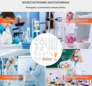 Zestaw szkła laboratoryjnego do destylacji 1000 ml 4 kolby 5