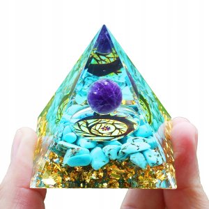 Piramida ORGONIT +LED Lampka PODSTAWA 5cm KRYSZTAŁ KAMIENIE AMULET 5cm HX18 2