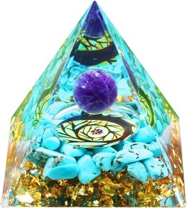 Piramida ORGONIT +LED Lampka PODSTAWA 5cm KRYSZTAŁ KAMIENIE AMULET 5cm HX18 3