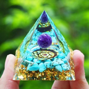 Piramida ORGONIT +LED Lampka PODSTAWA 5cm KRYSZTAŁ KAMIENIE AMULET 5cm HX18 4