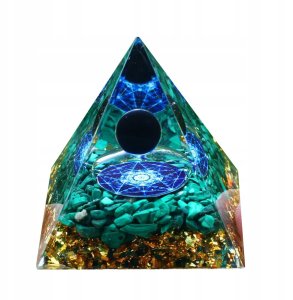 Piramida ORGONIT +LED Lampka PODSTAWA 5cm KRYSZTAŁ KAMIENIE AMULET 5cm HX19 3